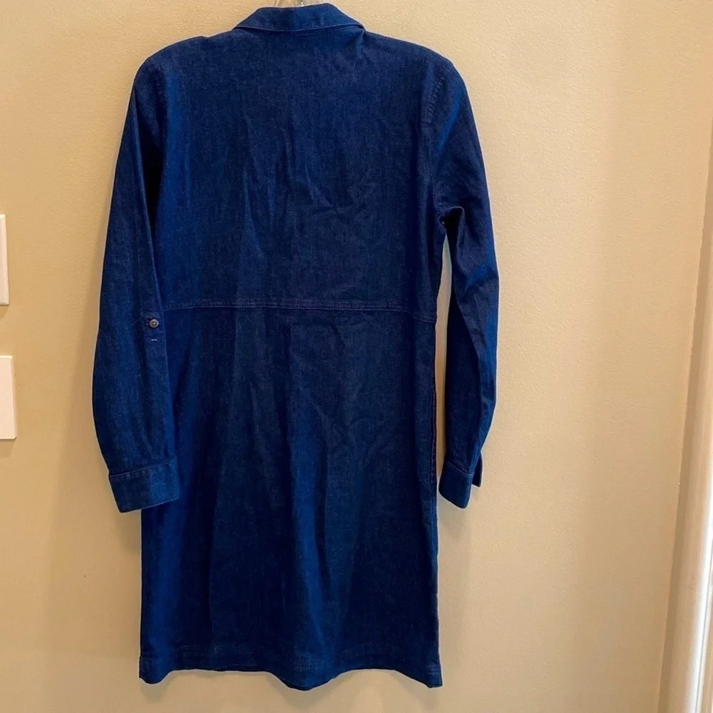 J Jill Denim Soft Blue Long Sleeve Collar Shirt Dress with Pockets Size XS - Picture 4 of 7